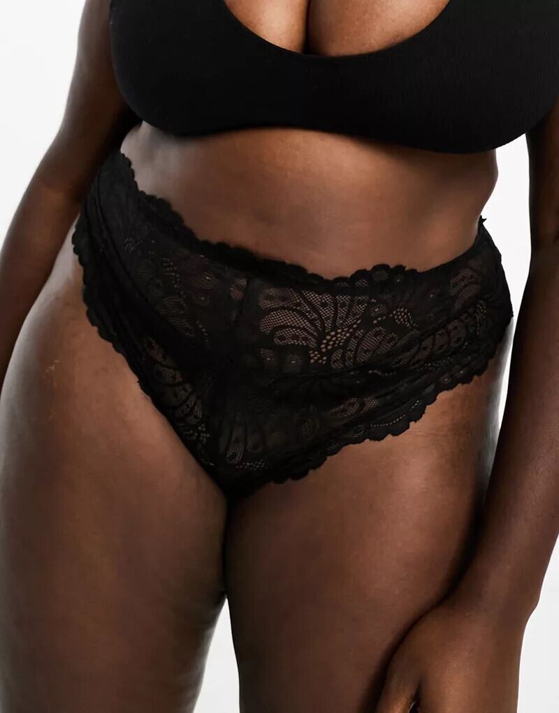 

Черные кружевные трусы с высокой талией ASOS Curve Sienna