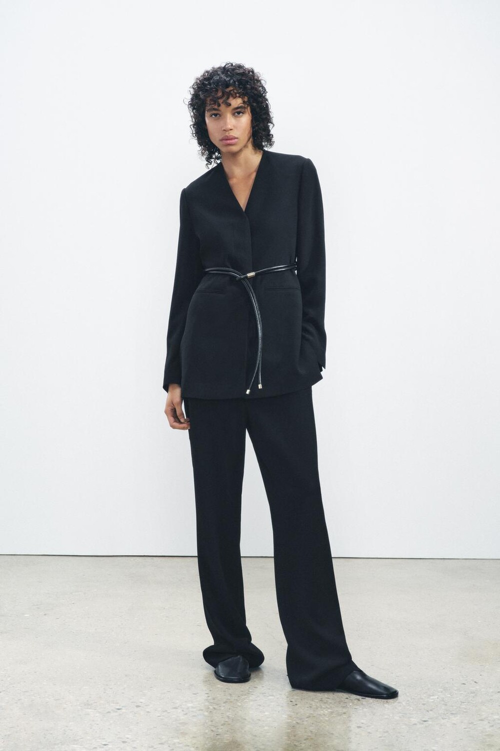 Пиджак с поясом из коллекции ZW ZARA, черный