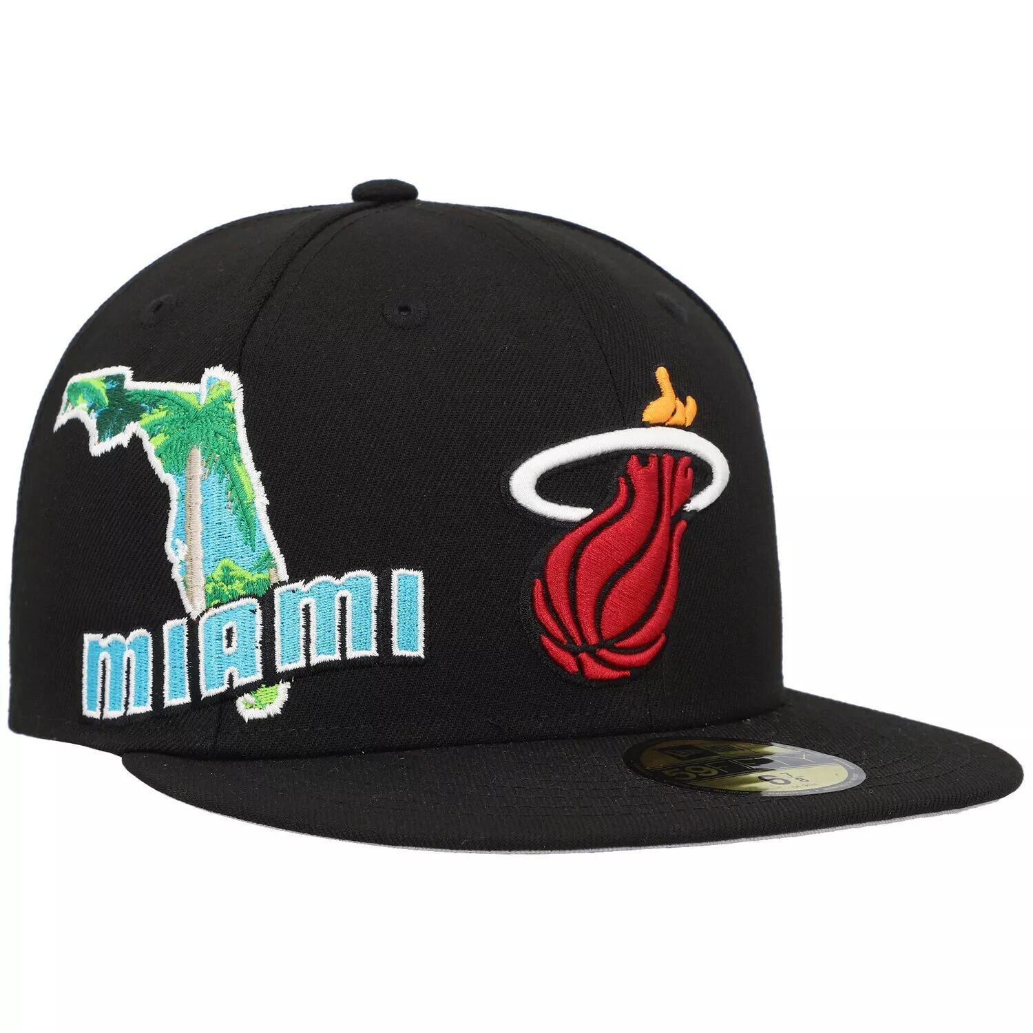 

Мужская приталенная шляпа New Era Black Miami Heat Stateview 59FIFTY