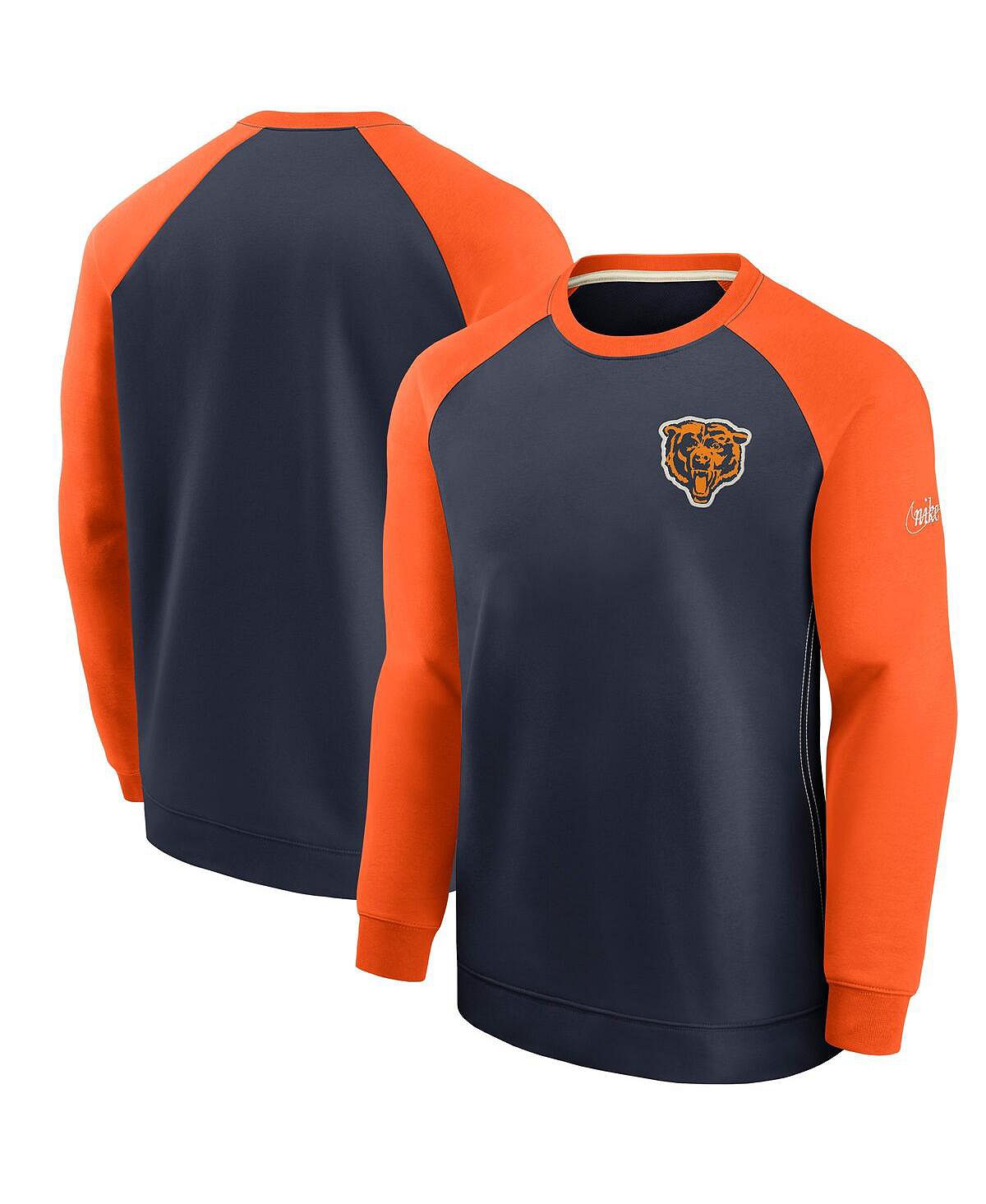 цена Мужской темно-синий оранжевый свитер Chicago Bears Historic Raglan Crew Performance Nike