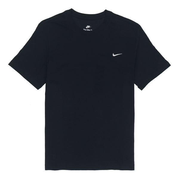 Футболка Nike Sportswear Solid Color Embroidered Logo Micro Mark Round Neck Casual Short Sleeve Black, мультиколор