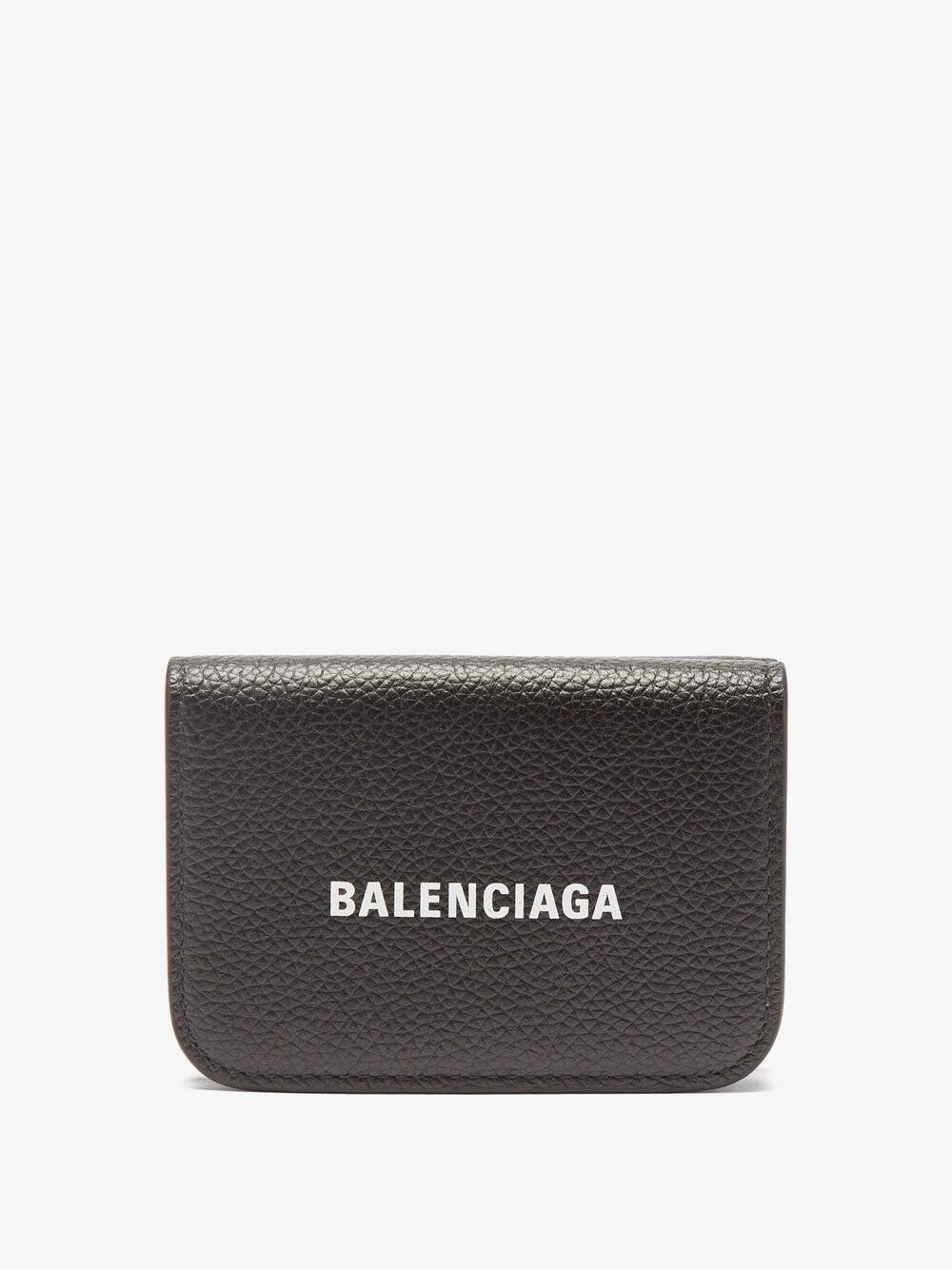 

Складной кошелек из зерненой кожи с логотипом Balenciaga, черный