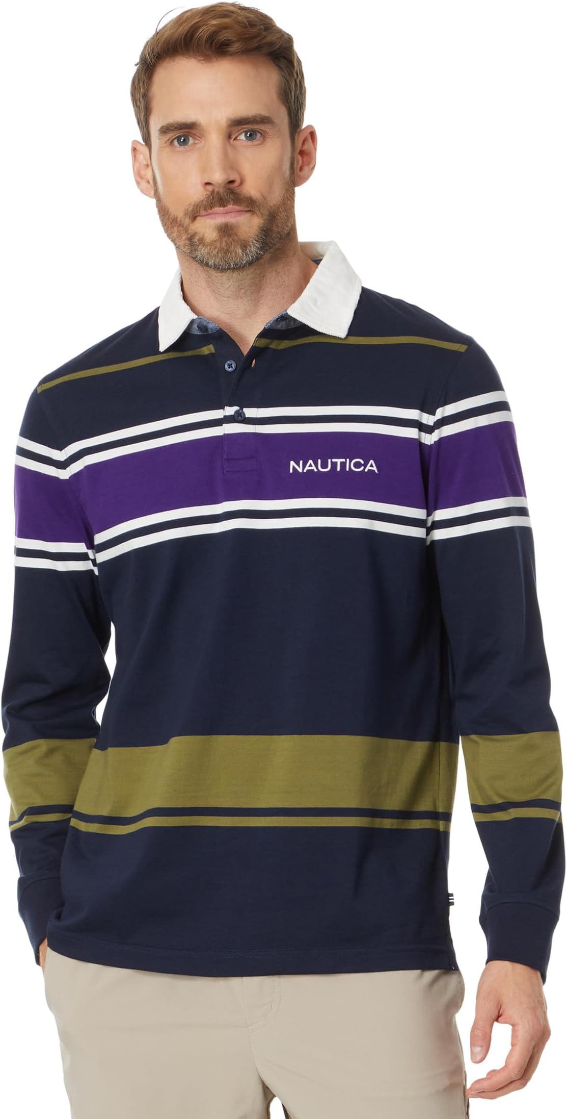 Рубашка-поло Long Sleeve Rugby Polo Shirt Nautica, цвет Navy Seas