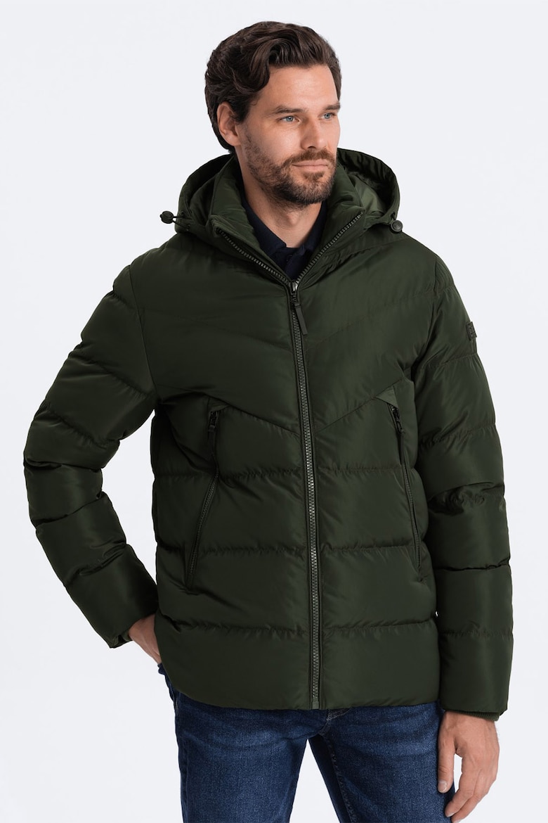Стеганая зимняя куртка с капюшоном Ombre, зеленый