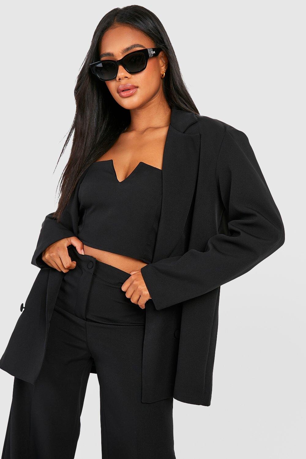 

Природный пиджак свободного кроя Boohoo, черный