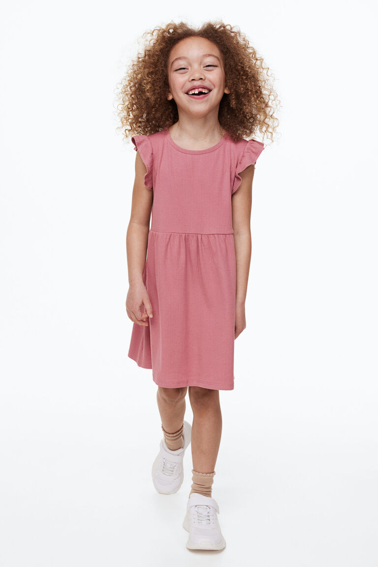 Платье из джерси в рубчик H&M, розовый