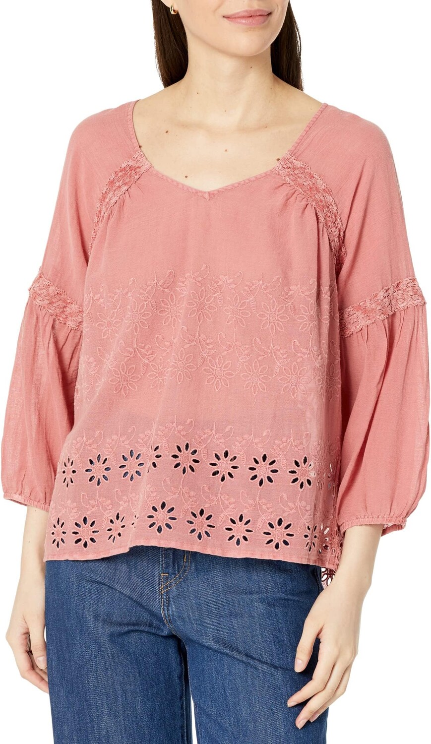 

Крестьянский топ с люверсами и вышивкой Lucky Brand, цвет Dusty Cedar