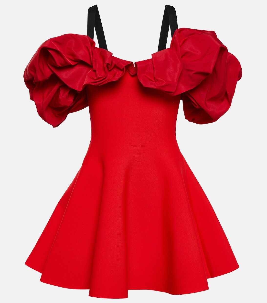 

Мини-платье плотной вязки с оборками ALEXANDER MCQUEEN, красный