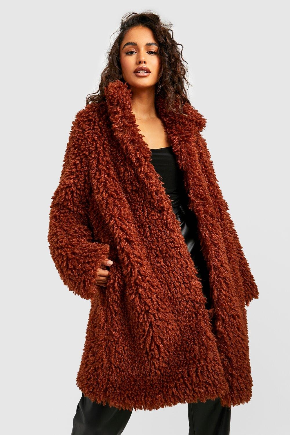 

Пальто из искусственного меха Boohoo, ржавый