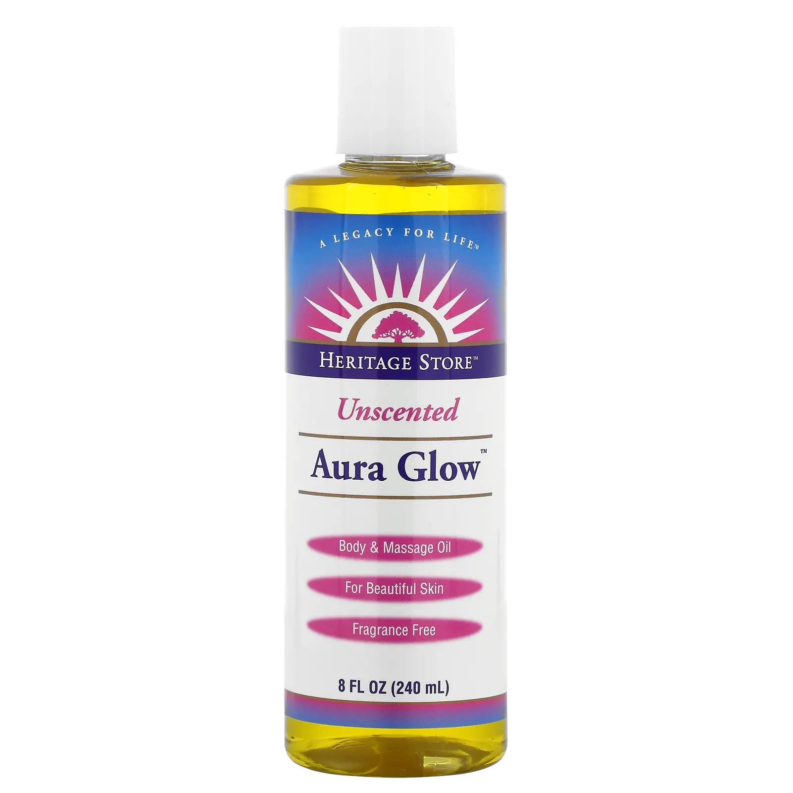 Heritage Store Aura Glow масло для тела и массажа без запаха 8 жидких унций (240 мл) цена и фото