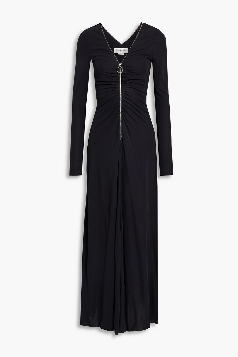

Платье макси из джерси со сборками VICTORIA BECKHAM, черный