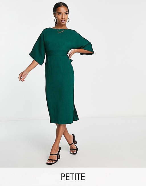 

Изумрудно-зеленое платье миди в рубчик-карандаш Closet London Petite
