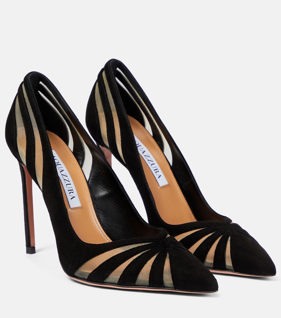 

Туфли-лодочки The Spy 105 из замши и сетки Aquazzura, черный