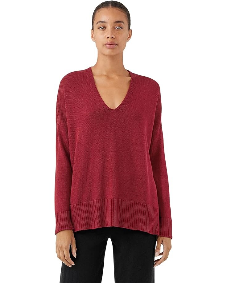 Свитер Eileen Fisher V-Neck Box Top, цвет Deep Claret свитер eileen fisher plus size bateau neck box top синий