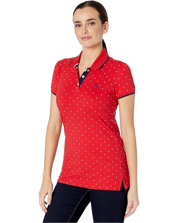 

Поло U.S. POLO ASSN. Dot Print Polo Shirt, цвет Racing Red