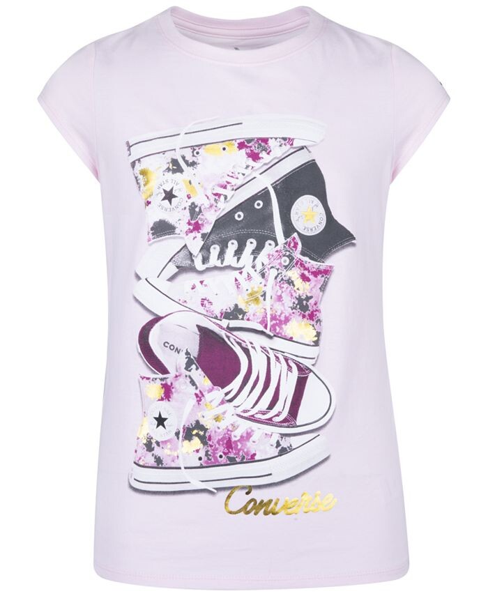 

Футболка с короткими рукавами Big Girls Stacked Chucks Converse, розовый