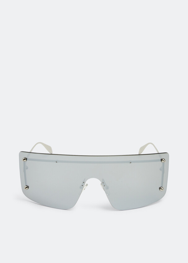 Солнцезащитные очки Alexander Mcqueen Spike Studs Mask, серебряный