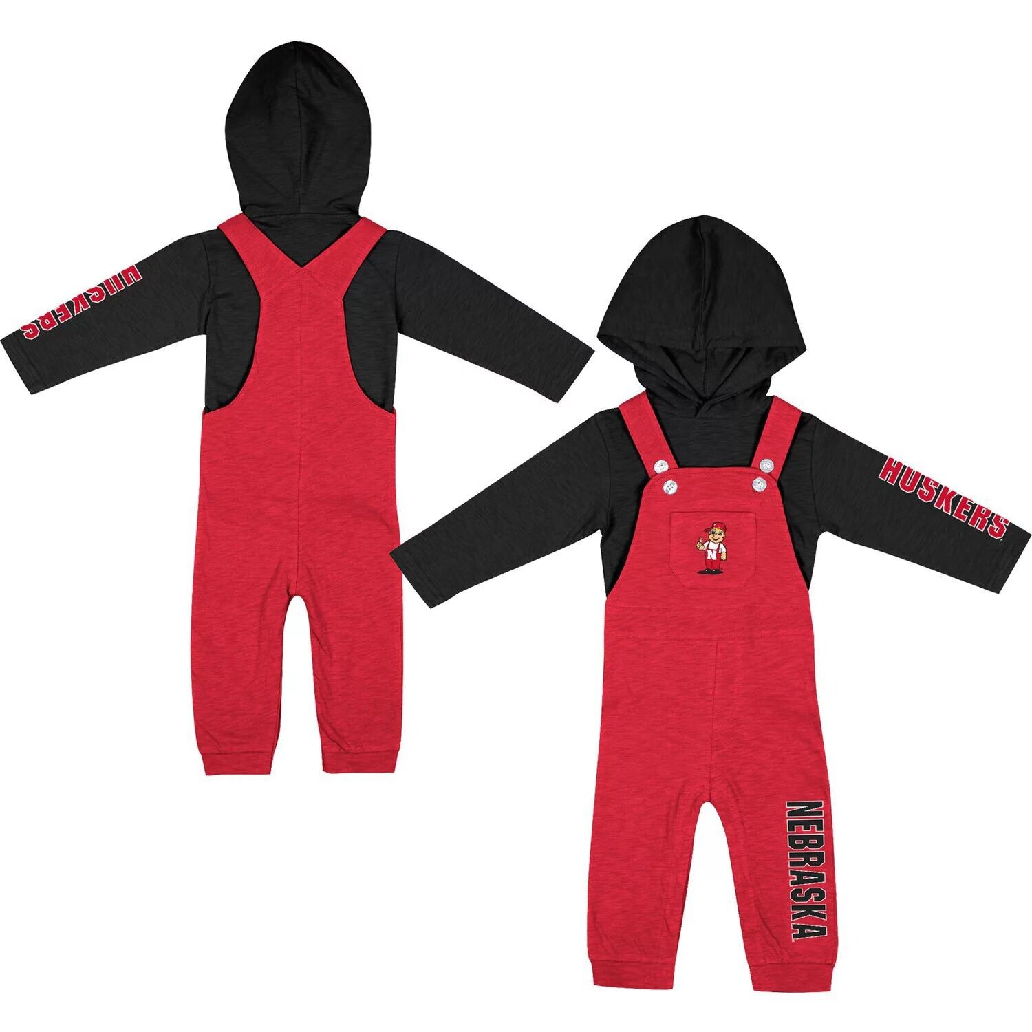 

Для новорожденных и младенцев Colosseum Heathered Scarlet/Heathered Black Nebraska Huskers Chim-Chim Футболка с капюшоном и комбинезон с длинными рукавами Colosseum