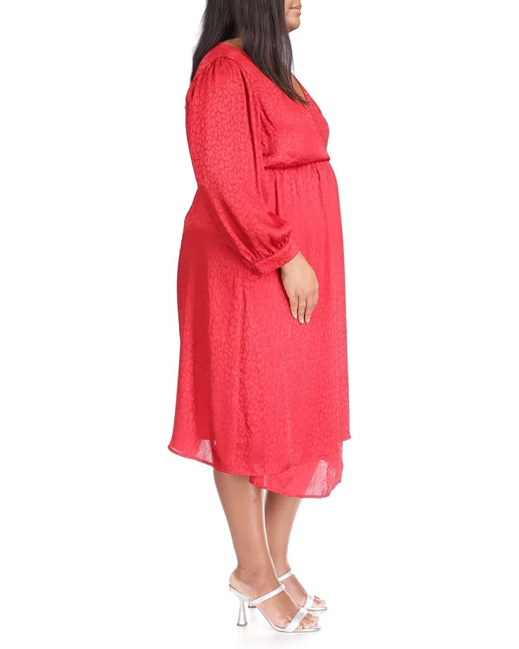 Платье Michael Kors Plus Size Cheetah Jacquard Midi Wrap Dress, цвет Crimson