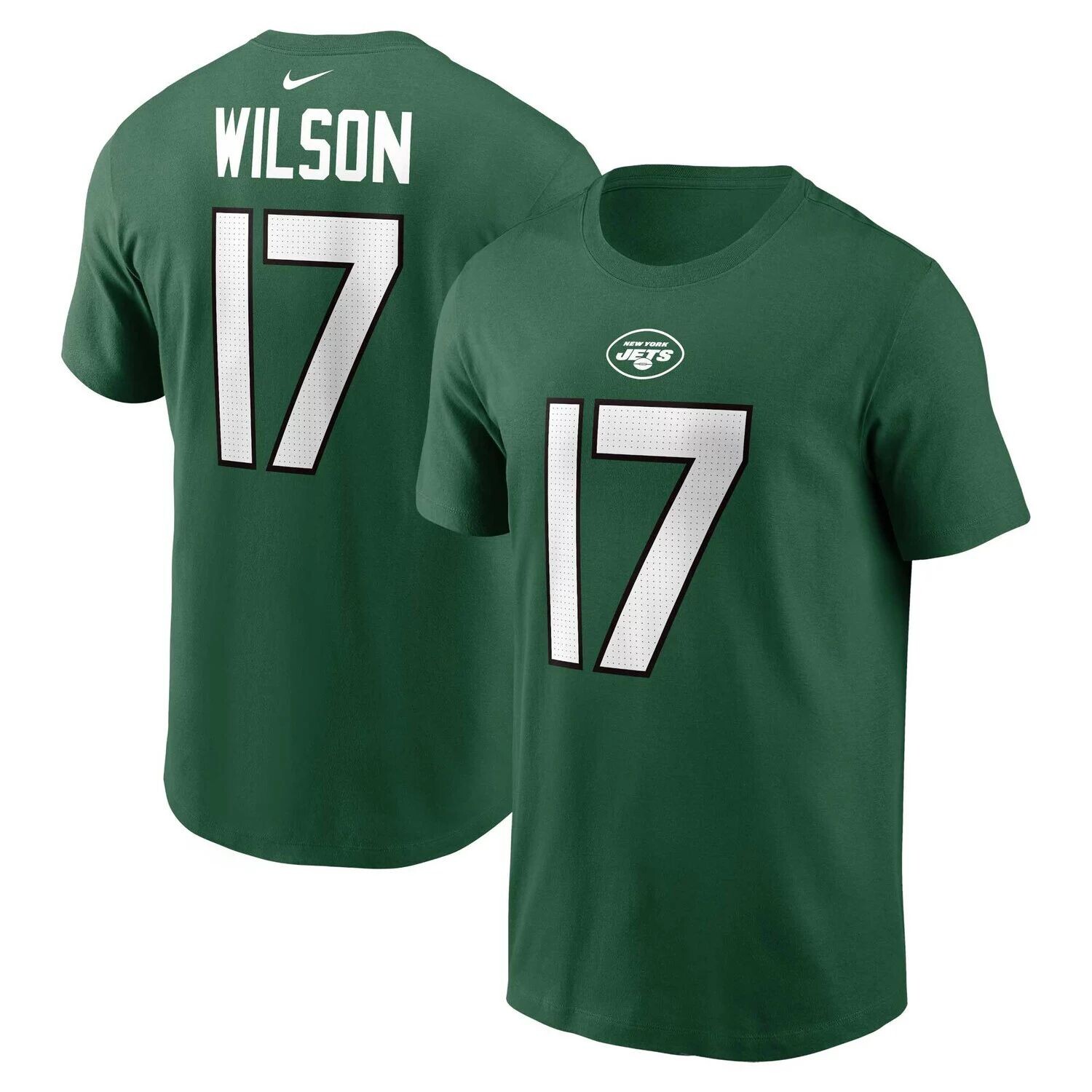 

Мужская зеленая футболка Garrett Wilson New York Jets с именем и номером игрока Nike, Зеленый