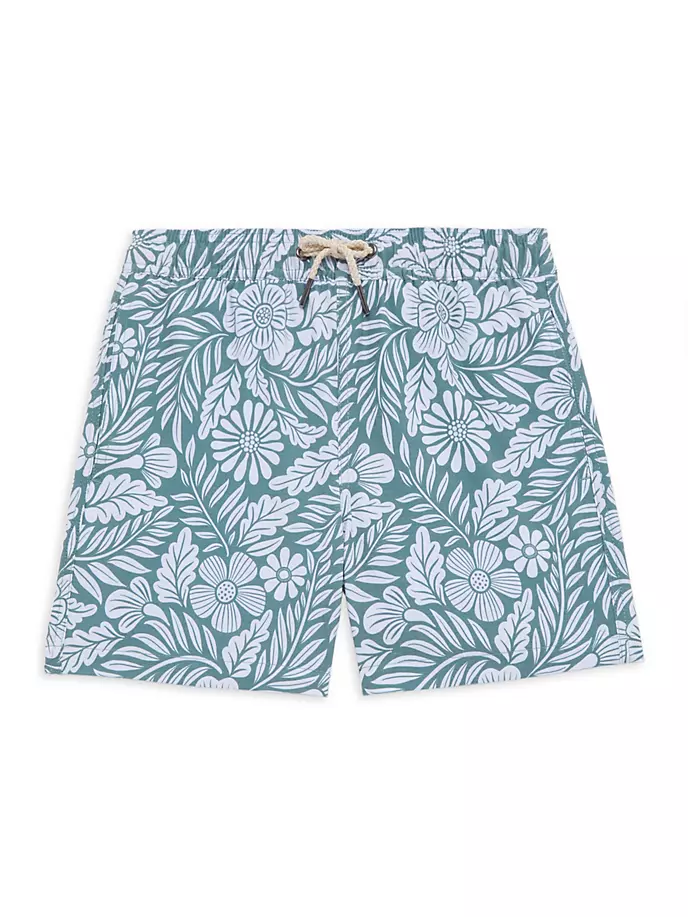 

Шорты для плавания Little Boy's & Boy's Bayberry из переработанного материала Fair Harbor, цвет green floral