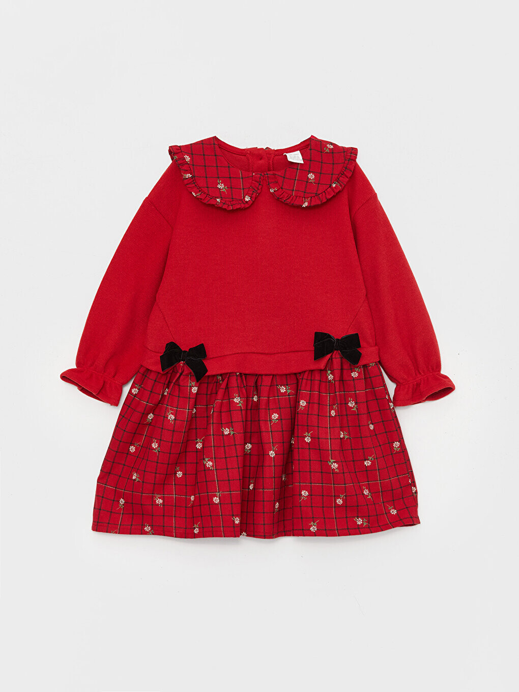 

Клетчатое платье для маленьких девочек с воротником Bebe LCW baby, красный
