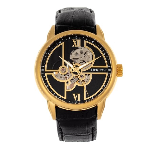 

Автоматические часы Heritor Sanford с полускелетоновым кожаным ремешком Heritor Automatic, черный