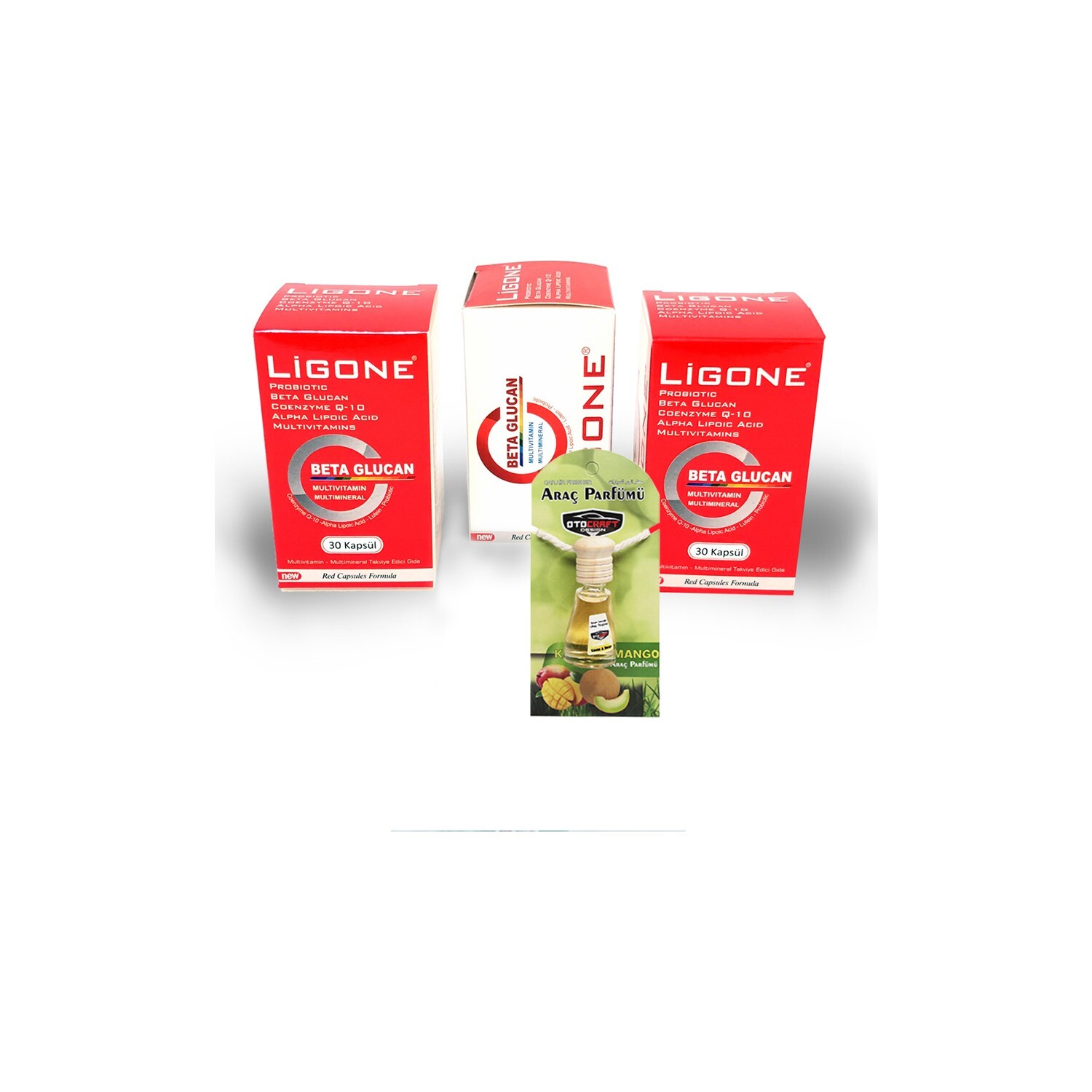 

Бета-глюкан Ligone, 2 упаковки по 30 капсул + автомобильный парфюм