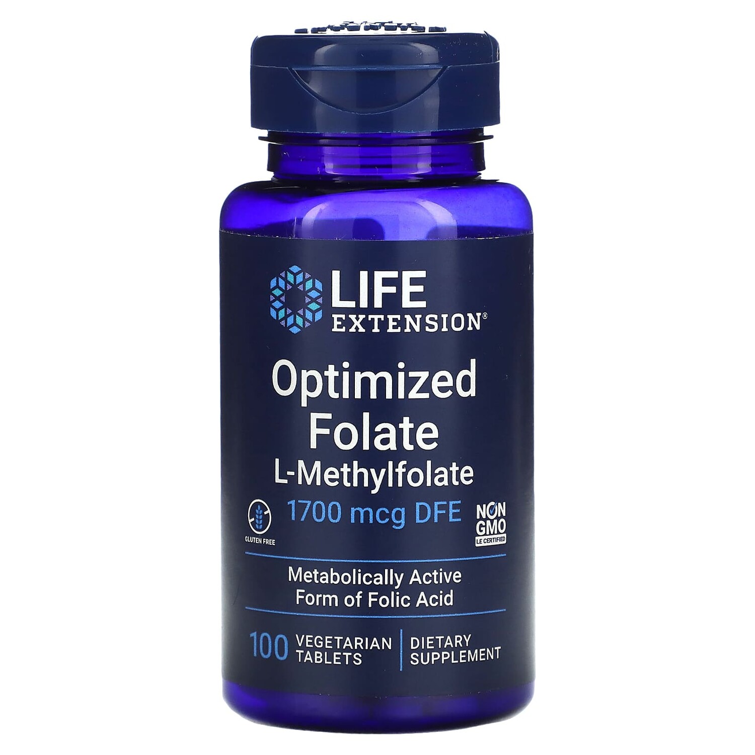 

Оптимизированный фолат, 1700 мкг DFE, 100 вегетарианских таблеток, Life Extension