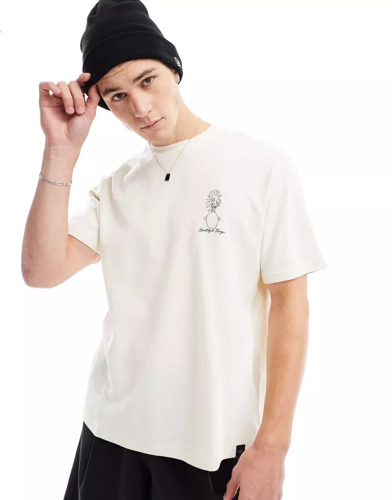 

Белая футболка с принтом Pull&Bear
