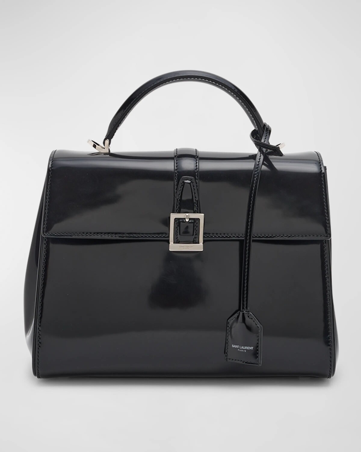 

Маленькая сумка Le Fermoir с верхней ручкой из кожи Spazzolato Saint Laurent, цвет Nero