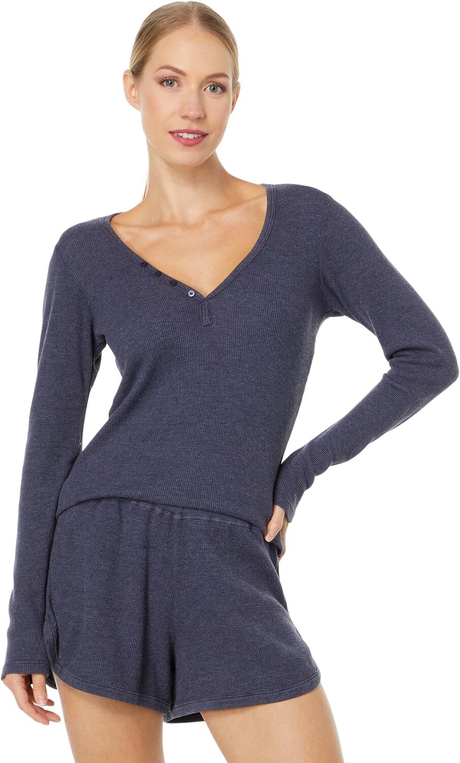 

Топ SUNDRY Henley Long Sleeve, темно-синий