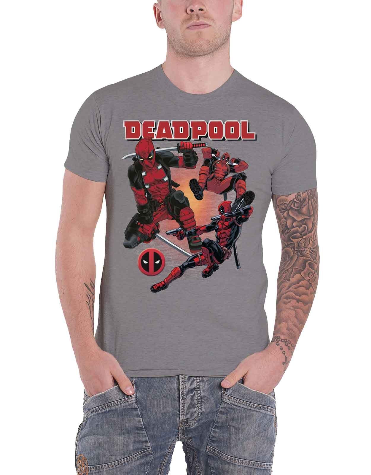 marvel deadpool bust deadpool figur deadpool head figure deadpool head bust Футболка с коллажем «Дэдпул Бой» Marvel, серый