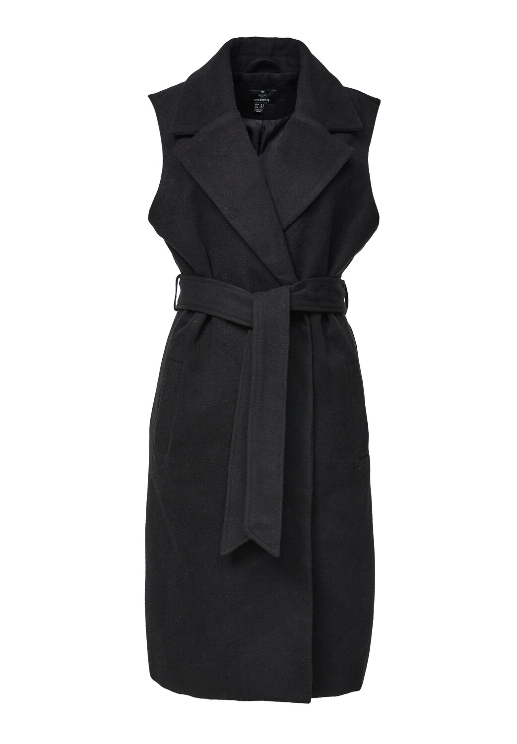 

Утепленный жилет Threadbare Long THB Suhail belted formall Coat, черный