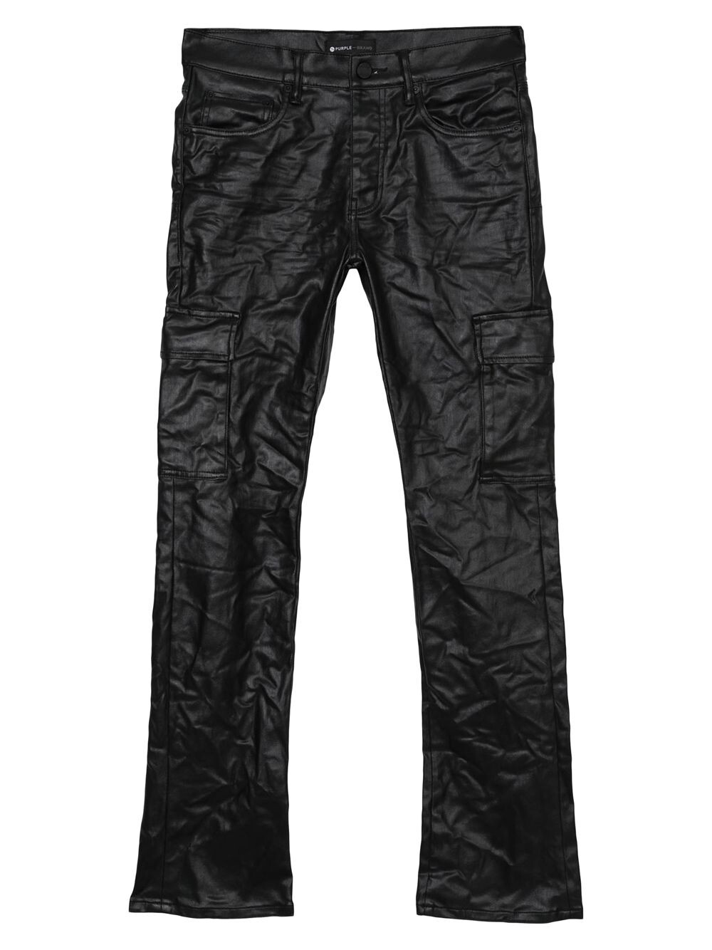 

Брюки-карго из жатой искусственной кожи Purple Brand, черный