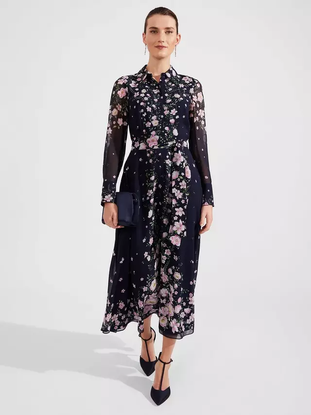 

Платье Hobbs Juliet Floral Print Silk Maxi, цвет navy/multi