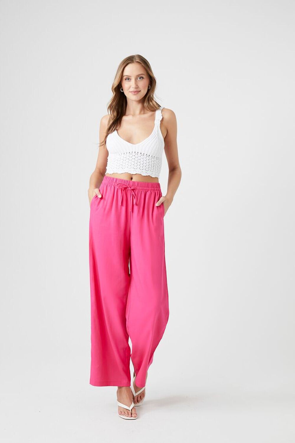 

Широкие брюки на шнурке Forever 21, розовый