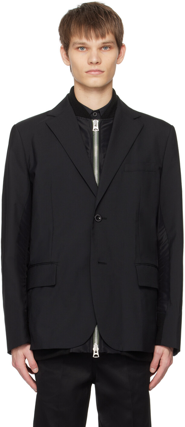 

Черный пиджак со вставками Sacai, цвет Black