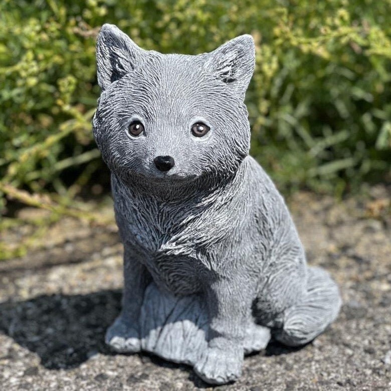 

Каменная и стильная каменная фигурка лисы, щенка, морозостойкая садовая фигурка из литого камня