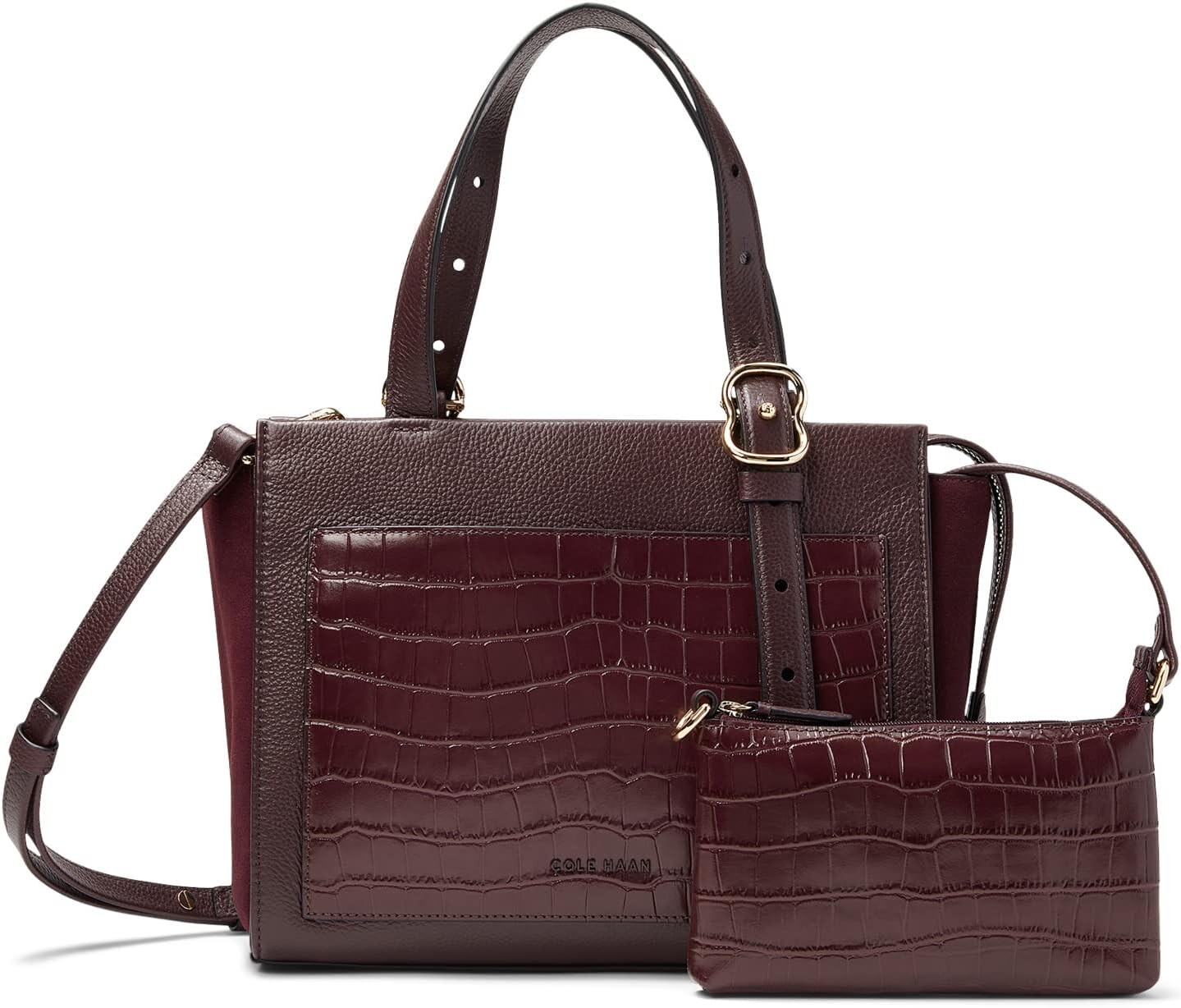 

Маленькая сумка-тоут 3 в 1 Cole Haan, цвет Winetasting/Winetasting Croco