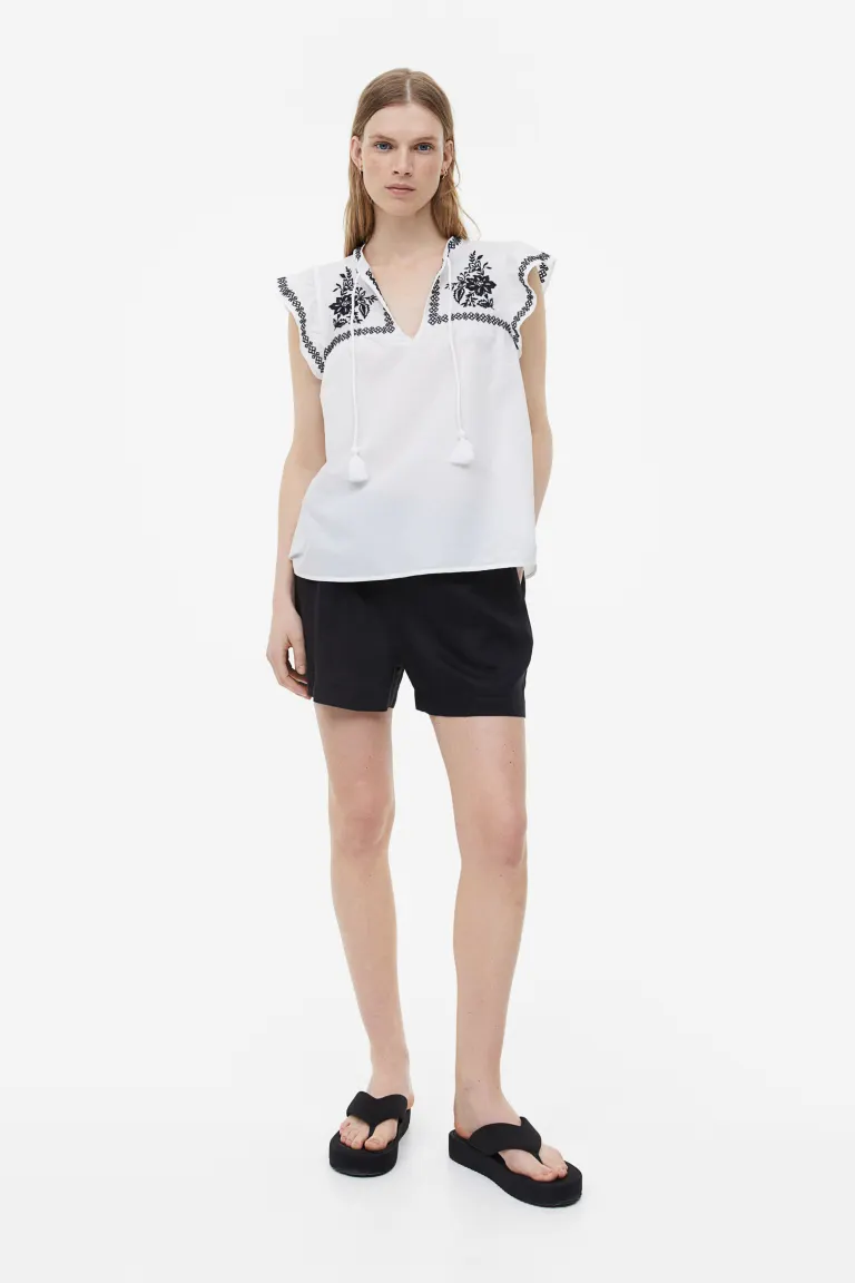 

Блузка с вышивкой H&M, белый