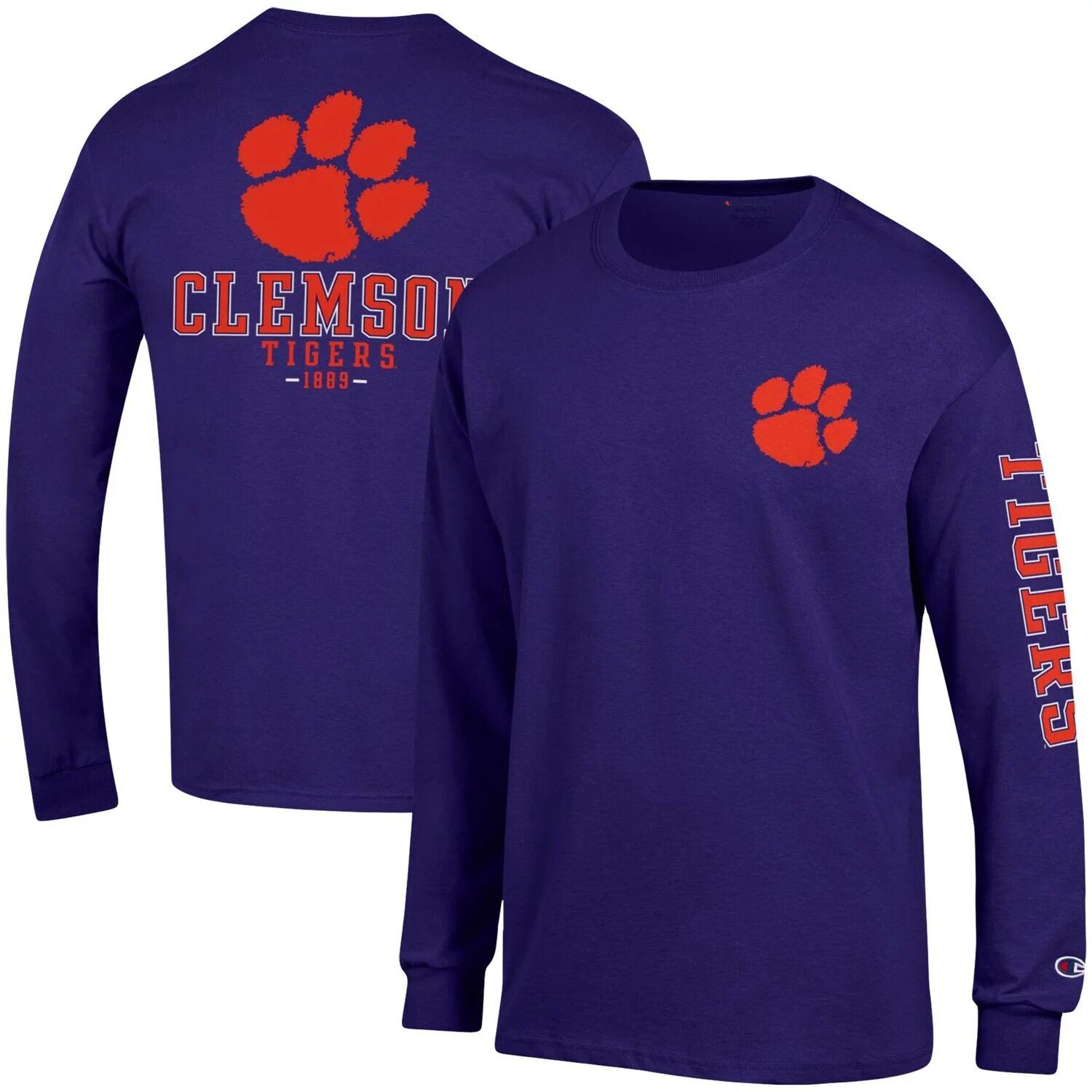 

Мужская фиолетовая футболка Champion Clemson Tigers Team Stack с длинными рукавами, Фиолетовый