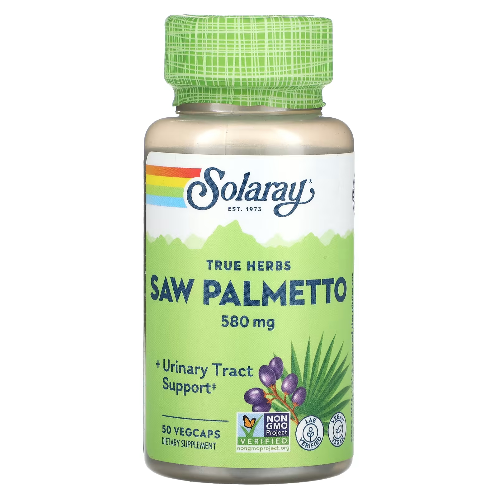 Solaray True Herbs Saw Palmetto 580 мг 50 растительных капсул solaray цельные ягоды серенои 580 мг 360 растительных капсул