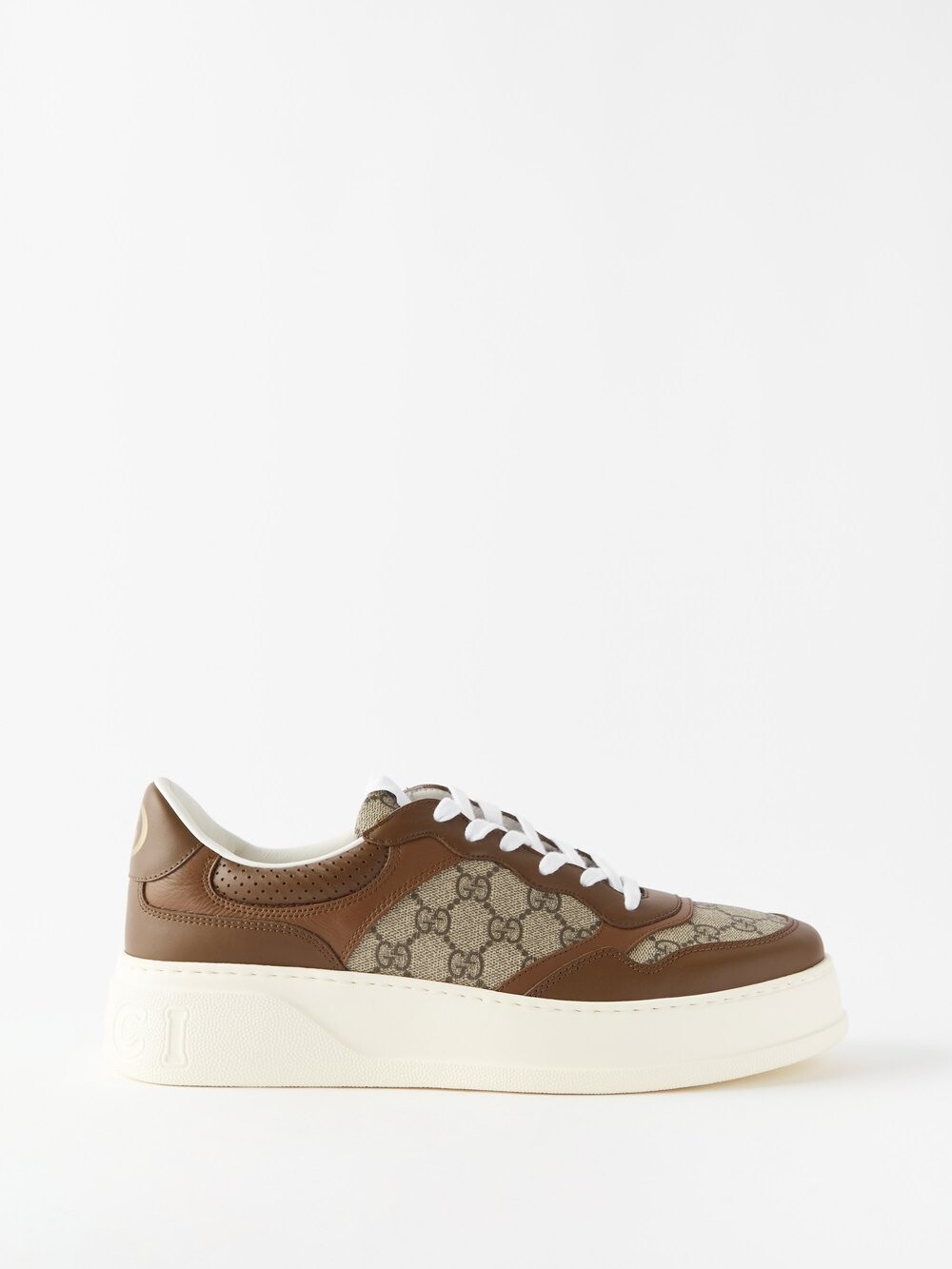 

Gg-supreme и кожаные кроссовки Gucci, бежевый