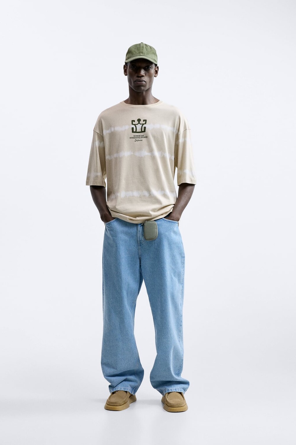 

Футболка в полоску tie dye ZARA, бежевый