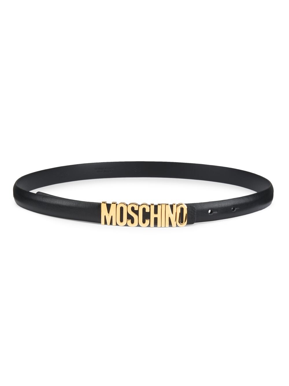 

Тонкий кожаный ремень Moschino, черный