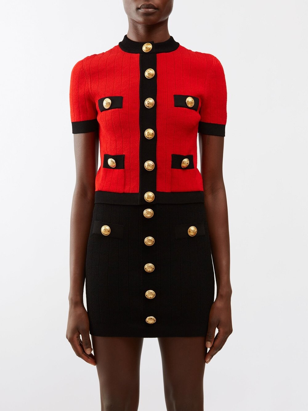 

Вязаный кардиган с укороченными рукавами Balmain, красный