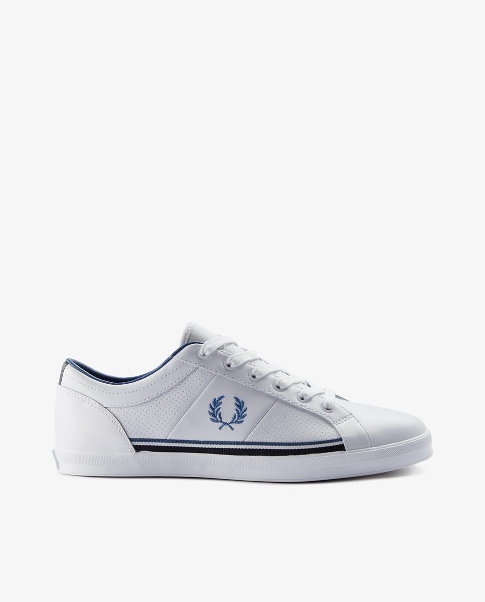 

Кожаные кроссовки унисекс с белыми шнурками и логотипом сбоку Fred Perry, белый
