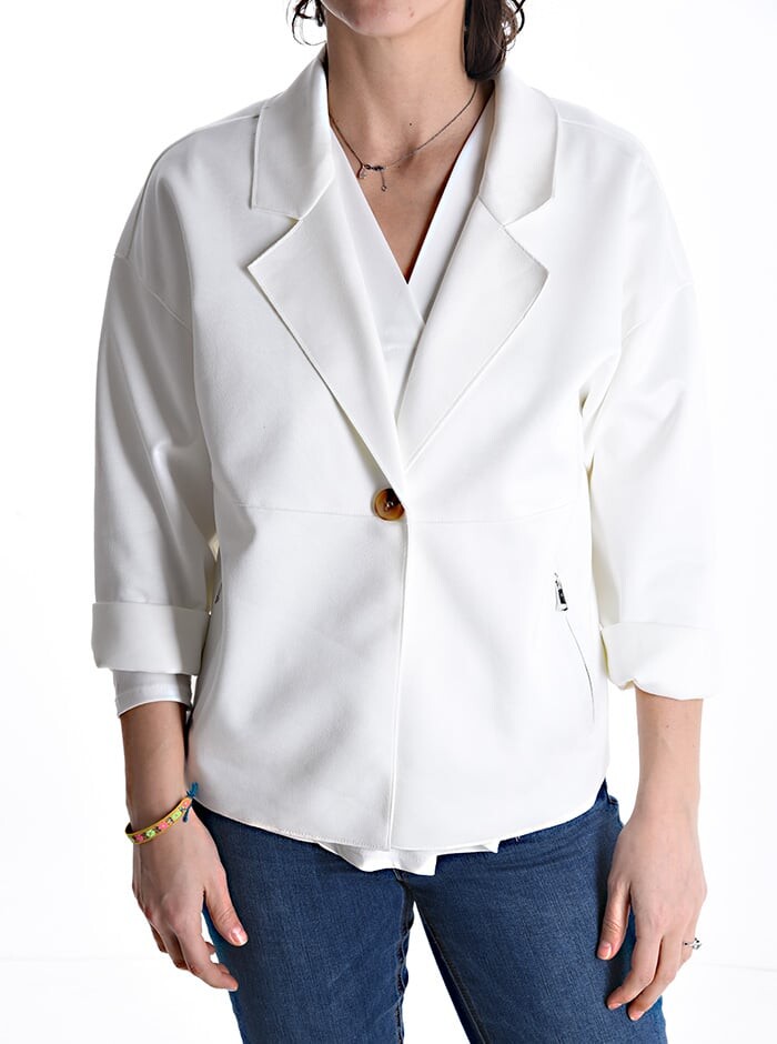 

Замшевый пиджак на пуговицах без подкладки с карманами, белый