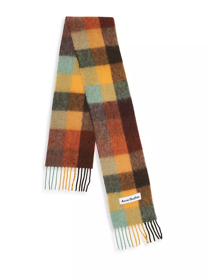 

Основной шарф Vally в клетку с бахромой Acne Studios, цвет chestnut brown